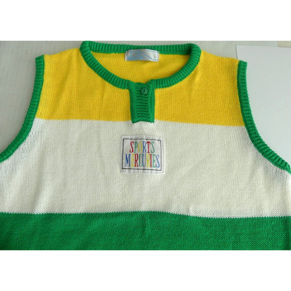 Sport Mercuries Women's Sleeveless Knit Top M Preppy Sweater Vtg Stripe Tennis - Picture 1 of 8